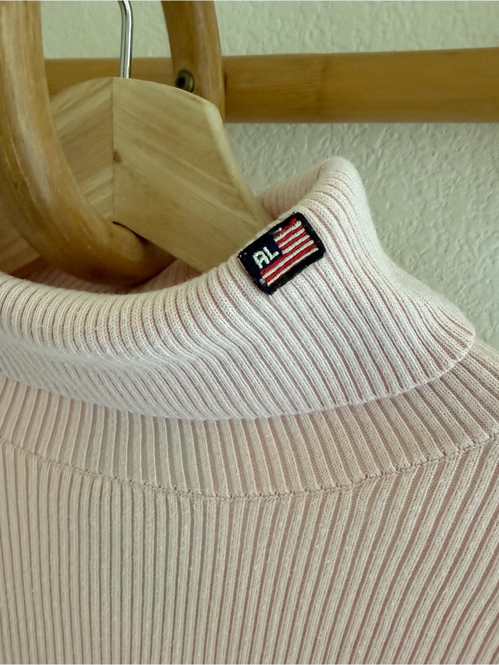 Ralph Lauren Polo Jeans Co Y2K soft girl preppy coquette Pink Ribbed Turtleneck - Picture 2 of 6